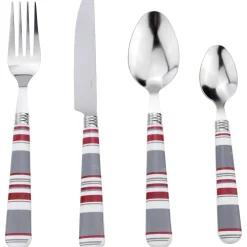 Vaisselle Et Accessoires De Table<Gifi Ménagère 24 pièces motif bayadère rouge, blanc et gris