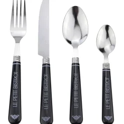 Gifi Ménagère 24 pièces noir le petit bistrot| Vaisselle Et Accessoires De Table