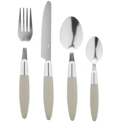 Gifi Ménagère 24 pièces taupe et son panier| Vaisselle Et Accessoires De Table