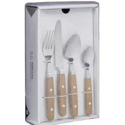 Gifi Ménagère bistrot 24 pièces effet bois| Vaisselle Et Accessoires De Table