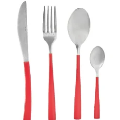 Gifi Ménagère de 16 couverts manche rouge| Vaisselle Et Accessoires De Table