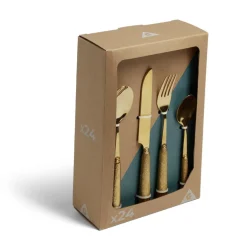 Gifi Ménagère inox doré x16 avec manche effet pigment relief| Vaisselle Et Accessoires De Table