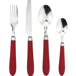 Gifi Ménagère inox manche rouge 24 pièces| Vaisselle Et Accessoires De Table