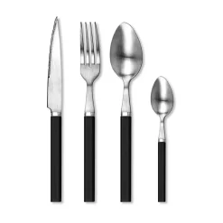 Gifi Ménagère Laguiole Cottage 16pcs inox manche noir| Vaisselle Et Accessoires De Table