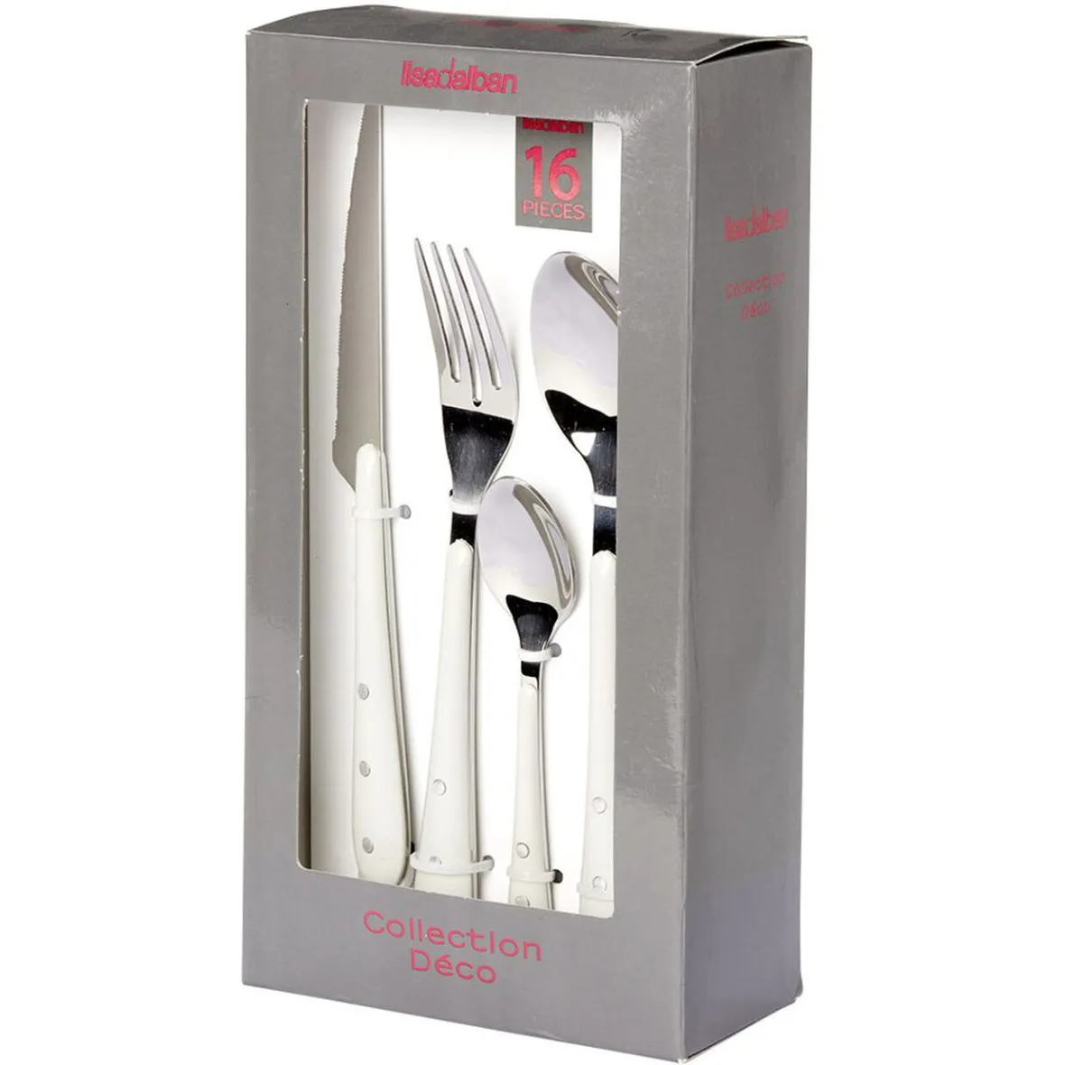 Vaisselle Et Accessoires De Table<Gifi Ménagère Lisa D'Alban inox manche blanc 16 pièces