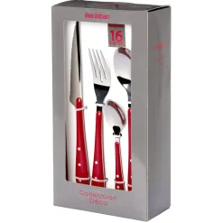 Gifi Ménagère Lisa D'Alban inox manche rouge 16 pièces| Vaisselle Et Accessoires De Table