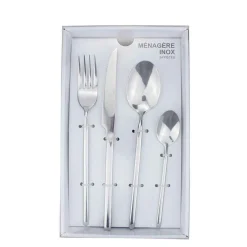 Gifi Ménagère moderne en inox 24 pièces| Vaisselle Et Accessoires De Table