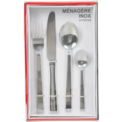 Gifi Ménagère moderne inox 24 pièces| Vaisselle Et Accessoires De Table