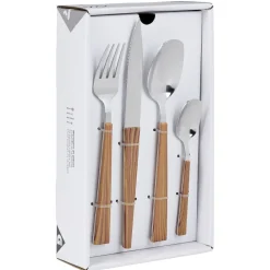 Gifi Ménagère scandinave 24 pièces effet bois| Vaisselle Et Accessoires De Table
