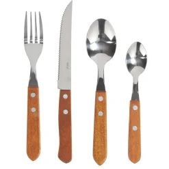 Gifi Ménagère traditionnelle bambou et inox 24 pièces| Vaisselle Et Accessoires De Table