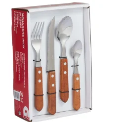 Gifi Ménagère traditionnelle bambou et inox 24 pièces| Vaisselle Et Accessoires De Table