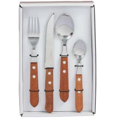 Gifi Ménagère traditionnelle bambou et inox 24 pièces| Vaisselle Et Accessoires De Table