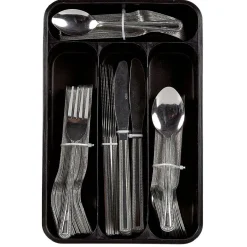 Gifi Ménagère XXL inox 100 pièces avec range couverts plastique| Vaisselle Et Accessoires De Table