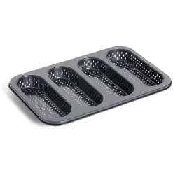 Cuisson<Gifi Moule à mini baguette perforé acier noir 33,6x22xH3cm