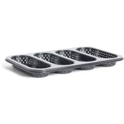 Cuisson<Gifi Moule à mini baguette perforé acier noir 33,6x22xH3cm