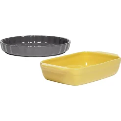 Cuisson<Gifi Moule à tarte gris avec plat rectangulaire jaune