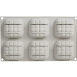Cuisson<Gifi Moule en silicone 3D 6 minis coussins rouge