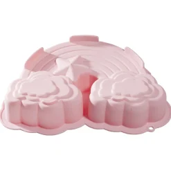 Cuisson<Gifi Moule gâteau forme arc en ciel silicone rose 26x19xH5,5cm