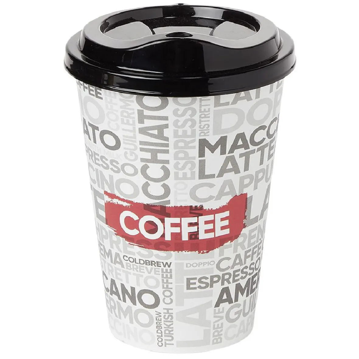 Vaisselle Et Accessoires De Table<Gifi Mug à motifs couvercle noir 500ml - plastique Ø9xH14cm