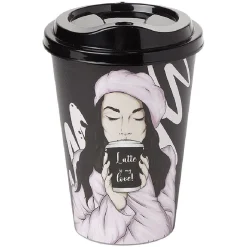 Vaisselle Et Accessoires De Table<Gifi Mug à motifs couvercle noir 500ml - plastique Ø9xH14cm