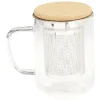 Vaisselle Et Accessoires De Table<Gifi Mug avec infuseur en inox verre et couvercle en bambou