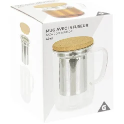 Vaisselle Et Accessoires De Table<Gifi Mug avec infuseur en inox verre et couvercle en bambou