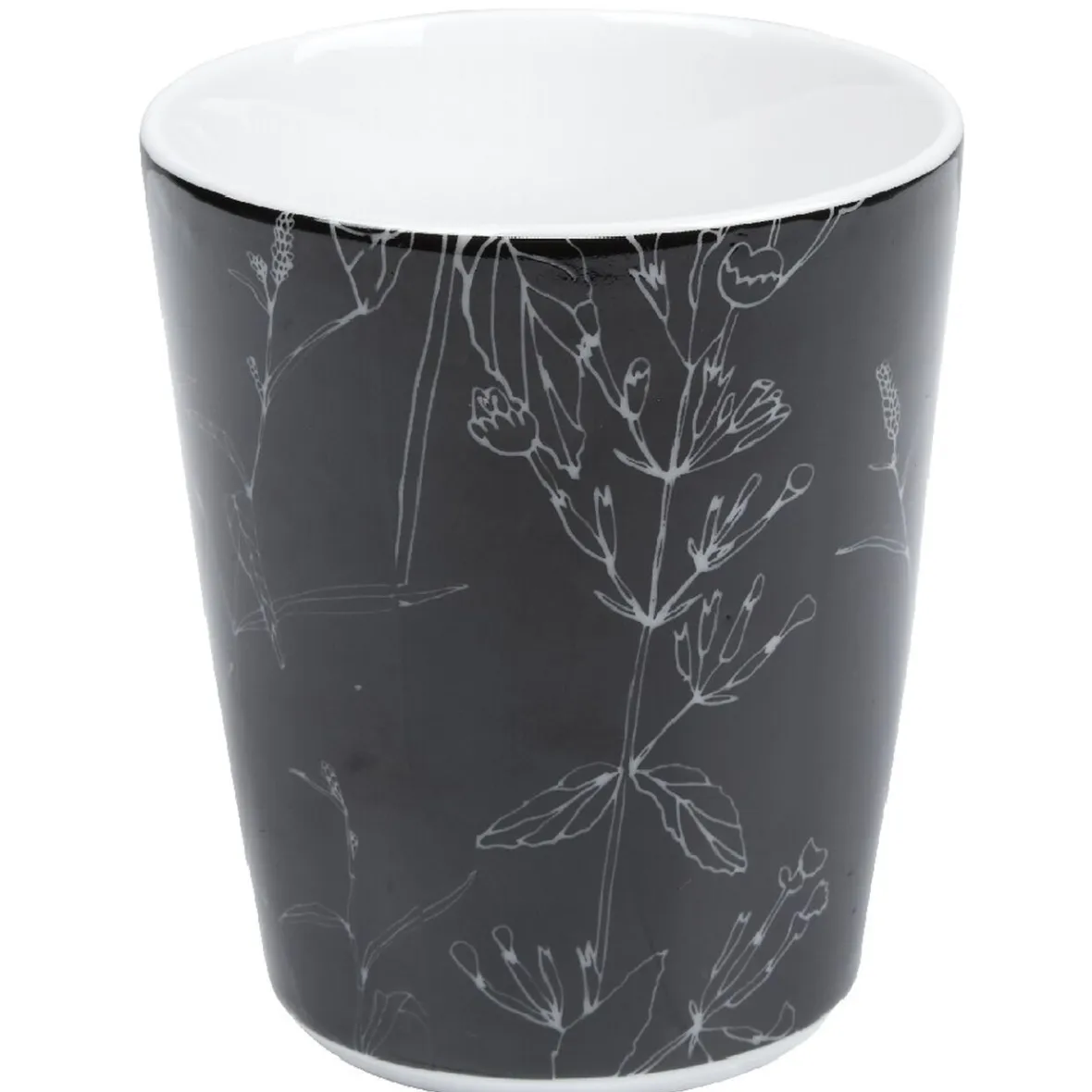 Gifi Mug blanc décor tiges feuilles noires| Vaisselle Et Accessoires De Table
