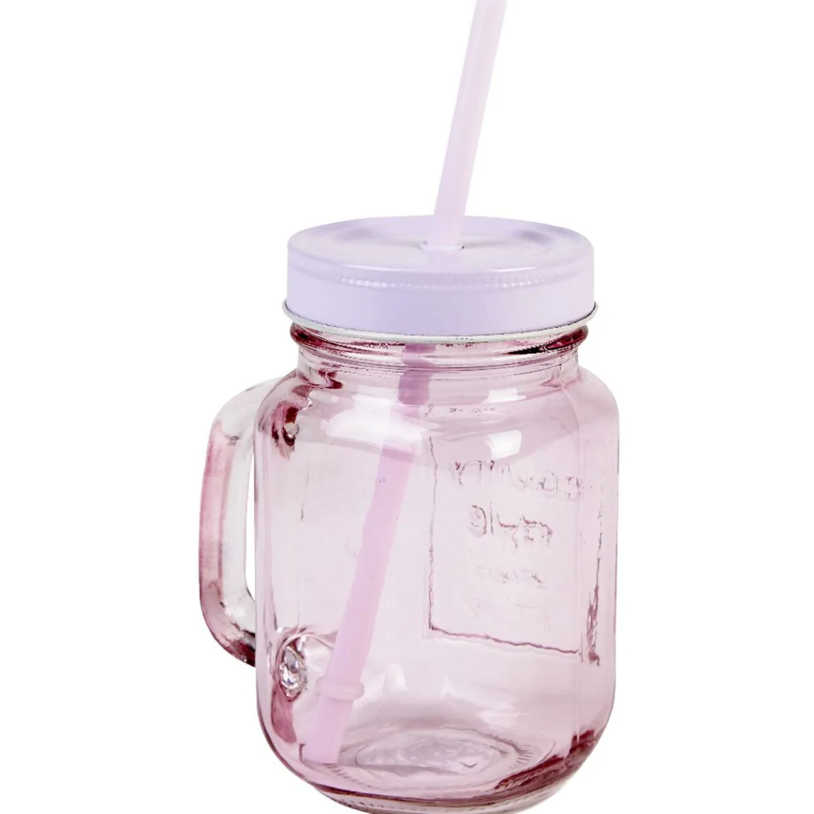 Conservation Alimentaire<Gifi Mug bocal coloré rose avec paille