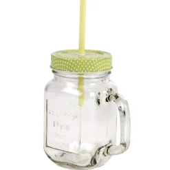 Conservation Alimentaire<Gifi Mug bocal coloré vert avec paille