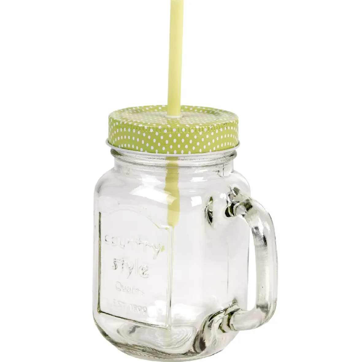 Conservation Alimentaire<Gifi Mug bocal coloré vert avec paille