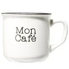 Vaisselle Et Accessoires De Table<Gifi Mug café en porcelaine effet email blanc et bord noir Mon café 33cl H8,5cm