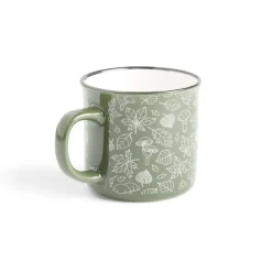 Gifi Mug décor feuille automne en porcelaine vert et blanc 320ml| Vaisselle Et Accessoires De Table