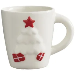 Gifi Mug de Noël motif relief sapin blanc décor rouge 37 cl| Vaisselle Et Accessoires De Table