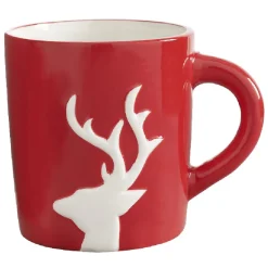 Gifi Mug de Noël rouge motif relief renne blanc 37 cl| Vaisselle Et Accessoires De Table