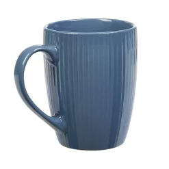 Gifi Mug en porcelaine 35 cl bleu avec rainures verticales en relief| Vaisselle Et Accessoires De Table