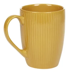 Gifi Mug en porcelaine 35 cl jaune moutarde rainures verticales en relief| Vaisselle Et Accessoires De Table