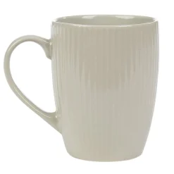 Gifi Mug en porcelaine 35 cl uni lin avec rainures verticales en relief| Vaisselle Et Accessoires De Table