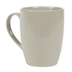 Gifi Mug en porcelaine 35 cl uni lin avec rainures verticales en relief| Vaisselle Et Accessoires De Table