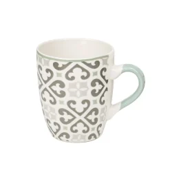 Gifi Mug en porcelaine motif Carreau de ciment gris 33 cl| Vaisselle Et Accessoires De Table