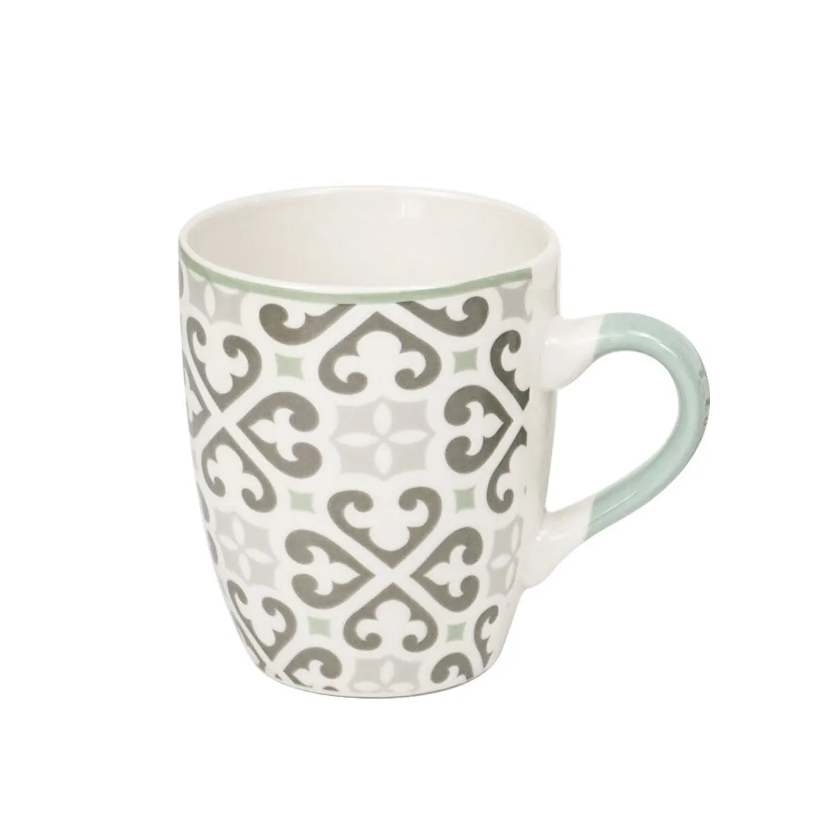 Gifi Mug en porcelaine motif Carreau de ciment gris 33 cl| Vaisselle Et Accessoires De Table