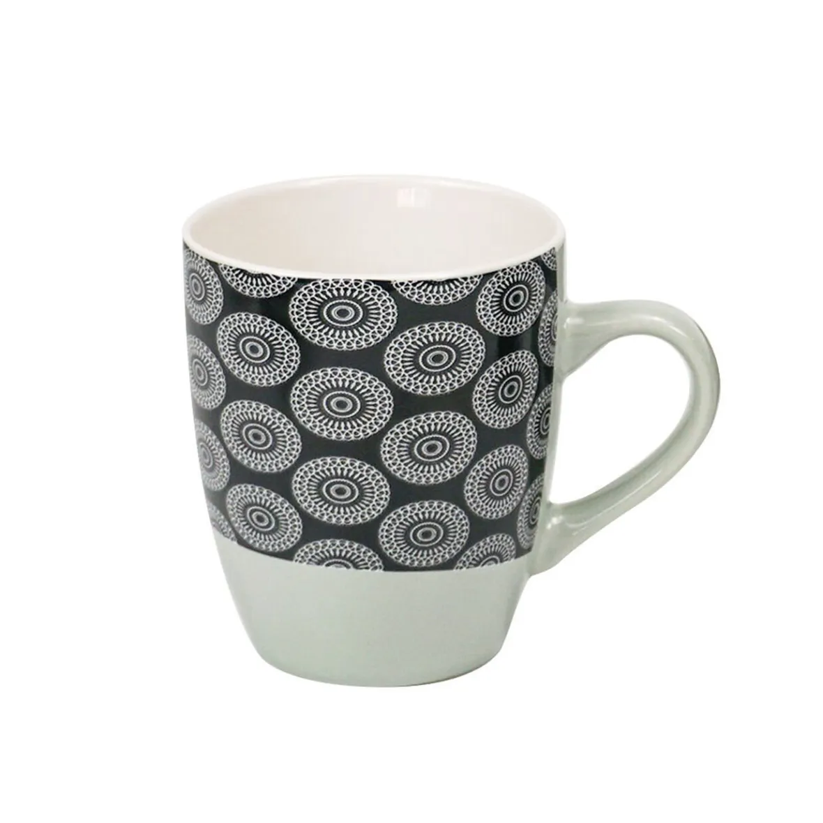 Gifi Mug en porcelaine motif rosace noir blanc 33 cl| Vaisselle Et Accessoires De Table