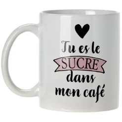 Gifi Mug imprimé message humour amour sucre ou rosé| Vaisselle Et Accessoires De Table