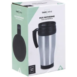Gifi Mug isotherme 400ml gris noir| Vaisselle Et Accessoires De Table