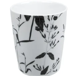 Gifi Mug noir décor tiges feuilles blanches| Vaisselle Et Accessoires De Table