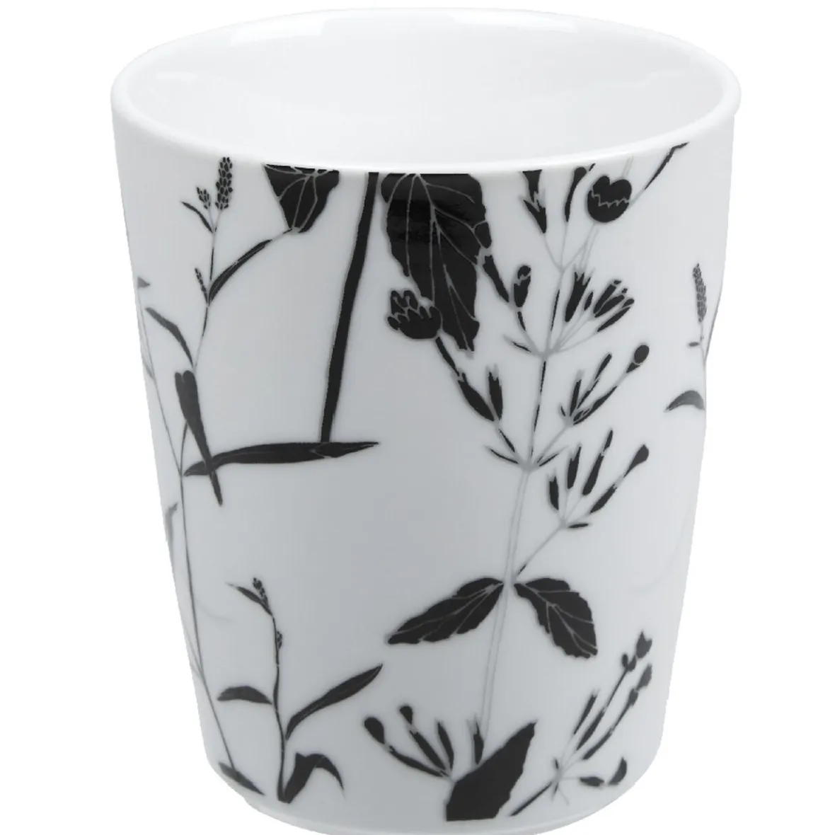 Gifi Mug noir décor tiges feuilles blanches| Vaisselle Et Accessoires De Table