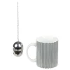 Gifi Mug porcelaine avec boule à thé inox noir blanc 35 cl| Vaisselle Et Accessoires De Table