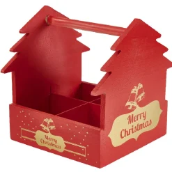 Gifi Panier rouge Merry Christmas avec gobelets Noël pailles x4| Vaisselle Et Accessoires De Table