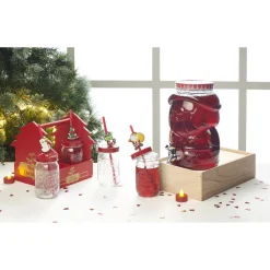 Gifi Panier rouge Merry Christmas avec gobelets Noël pailles x4| Vaisselle Et Accessoires De Table