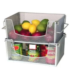 Rangement De Cuisine<Gifi Panier superposable gris argenté