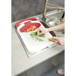 Préparation Culinaire<Gifi Passoire 2 en 1 planche à découper amovible rouge et blanche